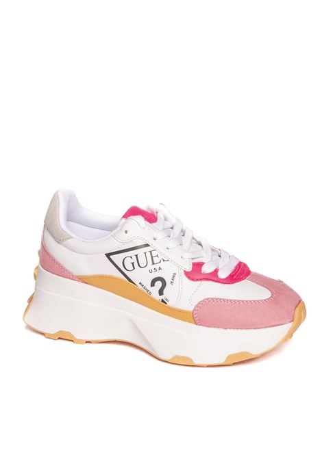 White pink runner caleb sneaker GUESS | FLPCB7 ELE12CALEBB7-WHI/PINK